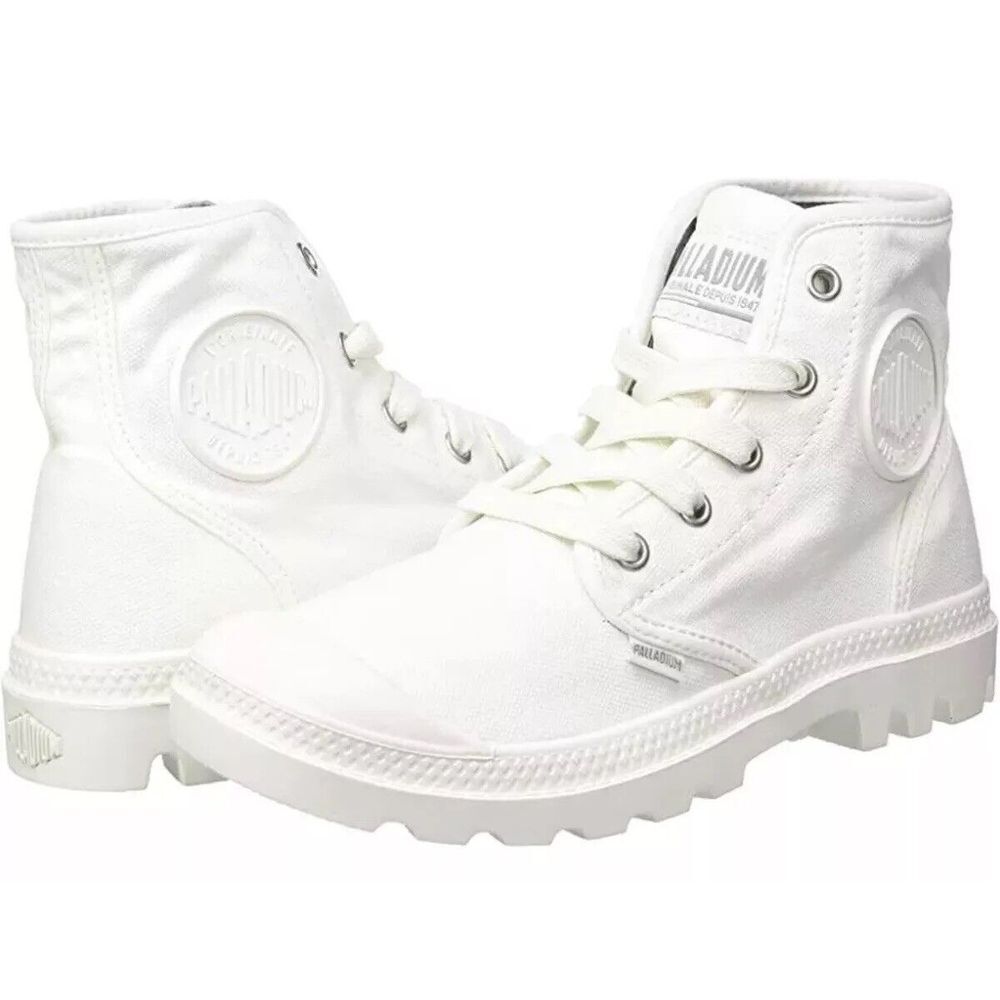 Palladium Boots Women's 6.5 Star White Pampa HI Canvas Sneakers 37.5 NEW